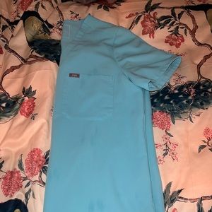 Figs neon blue one pocket scrub top